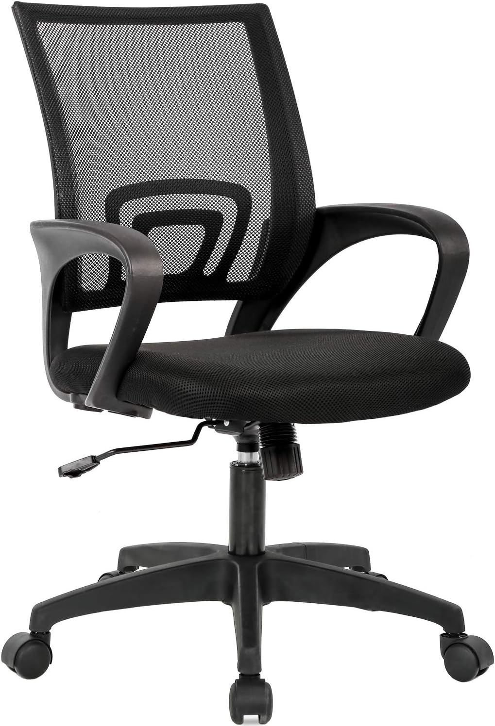 Mid Back Ergonomic Swivel Desk Chair with Lumbar Support, Black